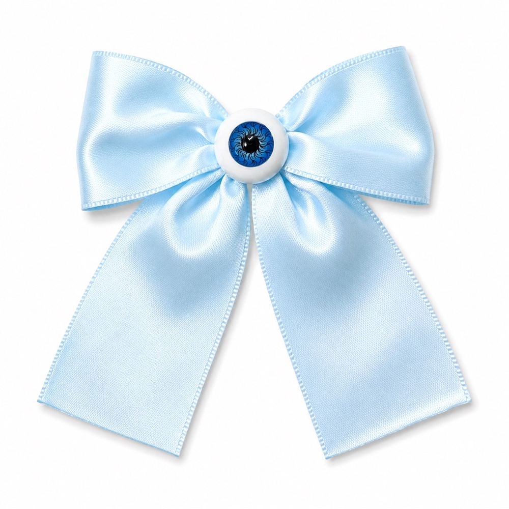 Bow Eyeball Clip – 1.5” Ribbon - Blue Whisper